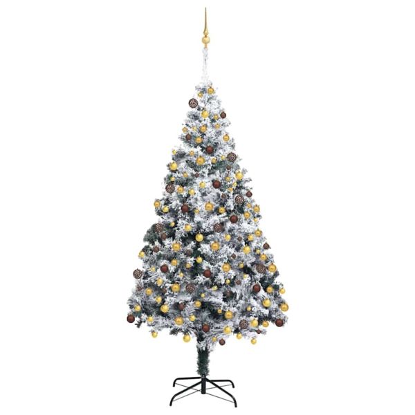 С изкуствено коледно дърво с 300 LED светодиода Бяло 180 cm