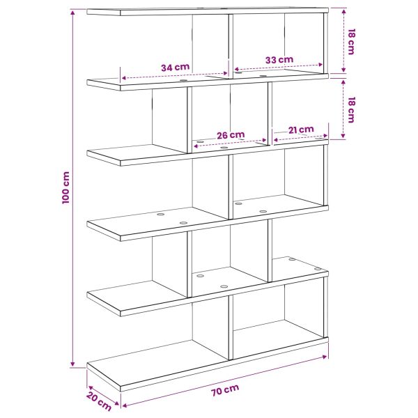 Стенен рафт Сив Сонома 70 x 20 x 100 см Инженерна дървесина