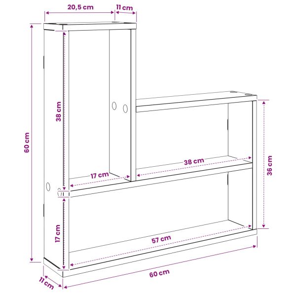 Стенен рафт Старо дърво 60 x 11 x 60 см Инженерна дървесина