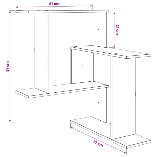 Стенен рафт Бяло 67 x 67 x 87 см Инженерна дървесина