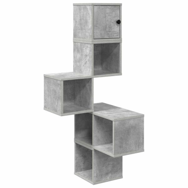 Стенен ъглов рафт Бетонно сиво 48 x 48 x 120 см