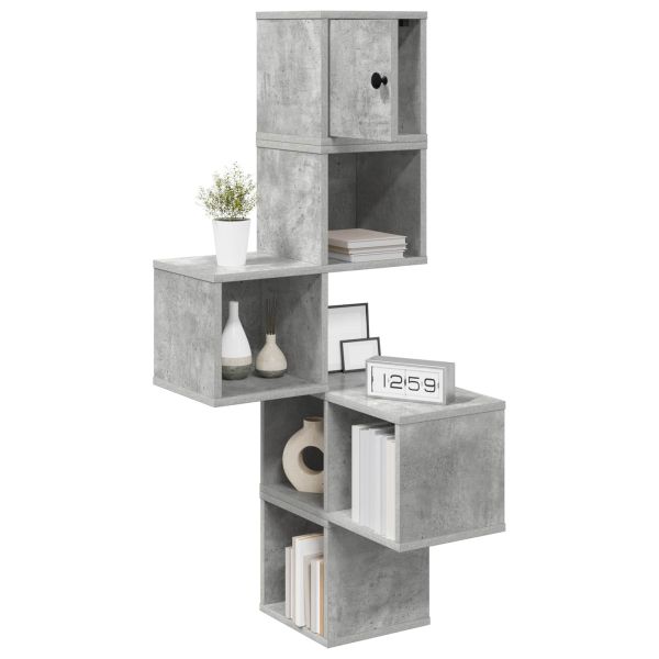 Стенен ъглов рафт Бетонно сиво 48 x 48 x 120 см