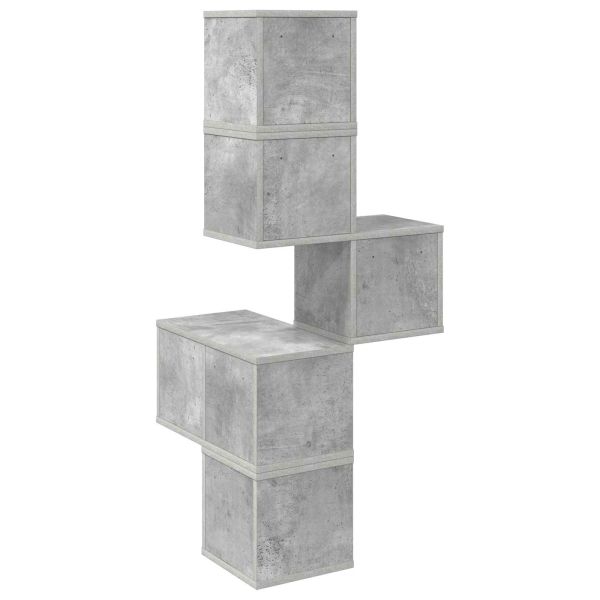 Стенен ъглов рафт Бетонно сиво 48 x 48 x 120 см