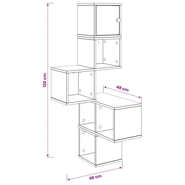 Стенен ъглов рафт Бетонно сиво 48 x 48 x 120 см