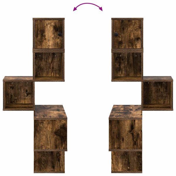 Стенен ъглов рафт Опушен дъб 48 x 48 x 120 см