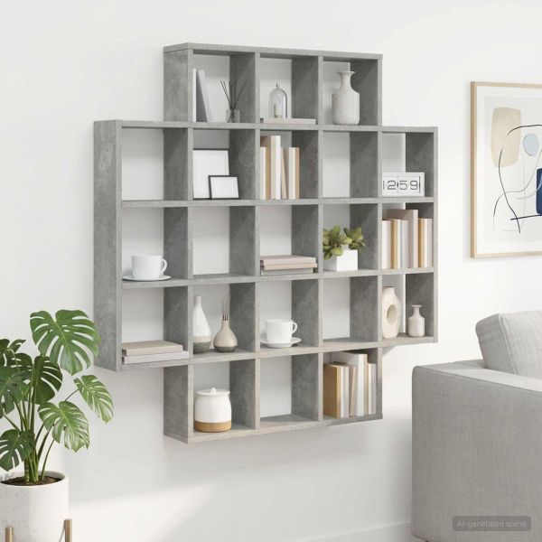Стенен рафт Бетонно сиво 100 x 13 x 100 см Инженерна дървесина