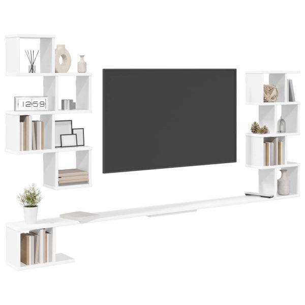 Стенно монтирано телевизионно рафтче Бяло 180 x 15 x 94 см