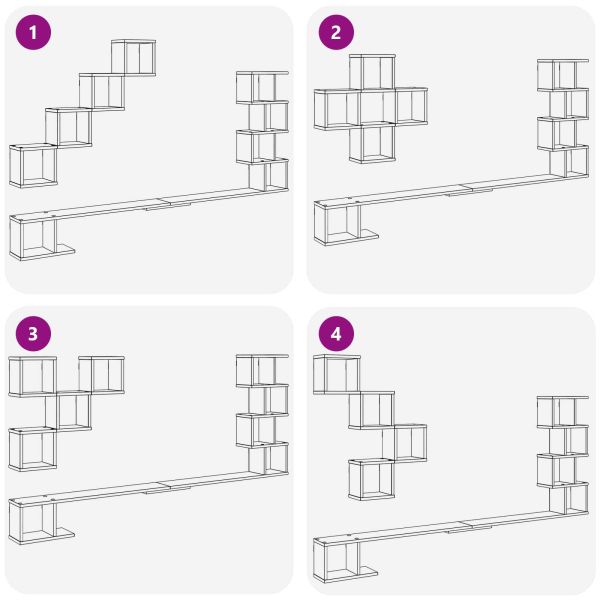 Стенно монтирано телевизионно рафтче Бяло 180 x 15 x 94 см