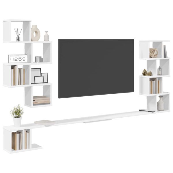 Стенно монтирано телевизионно рафтче Бяло 160 x 15 x 94 см