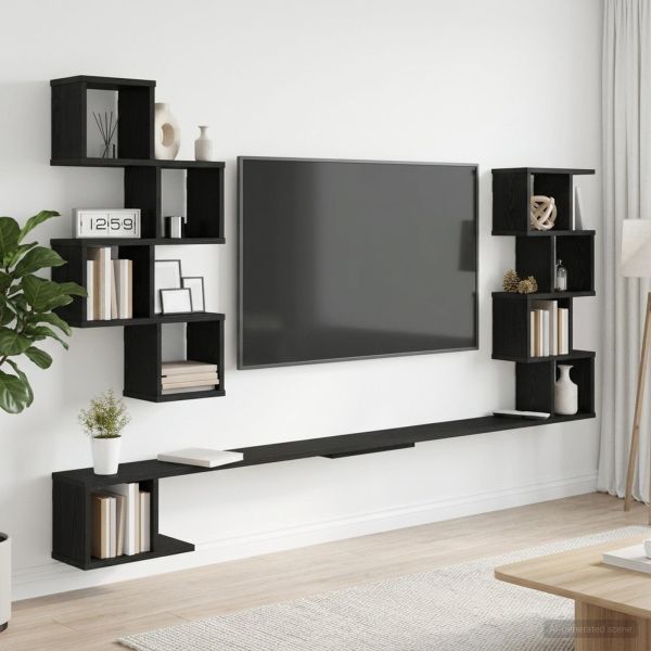 Стенно монтирано телевизионно рафтче Черен дъб 160 x 15 x 94 см