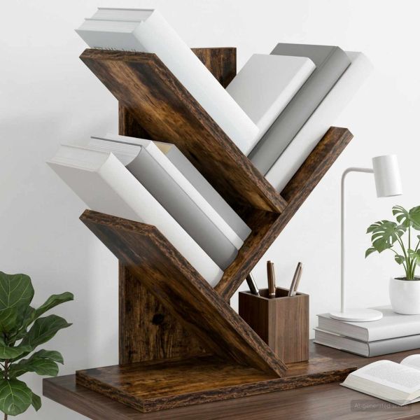 Дървена библиотека 3-тирe 30 x 18 x 40 см Инженерна дървесина