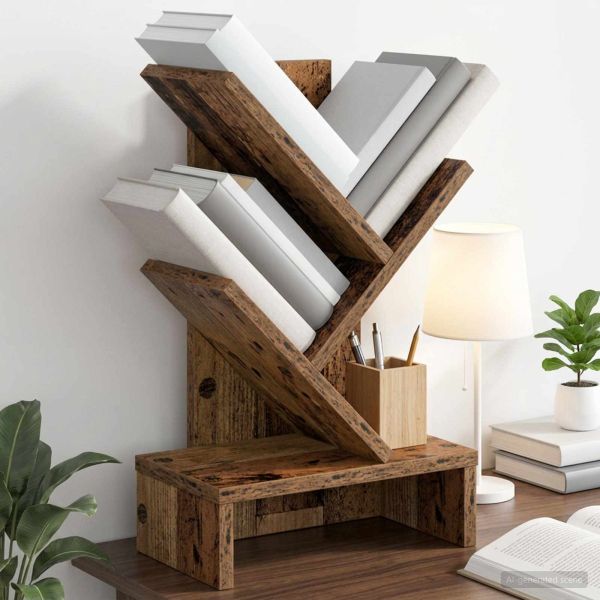 Дървена библиотека 3-тирe 30 x 18 x 48 см Инженерна дървесина