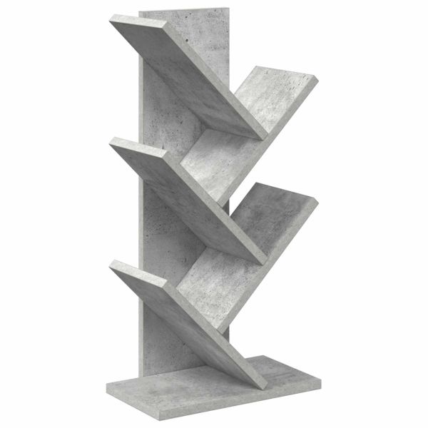 Дървен рафт за книги с 4 нива 30 x 18 x 60 см Бетонно сиво