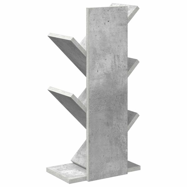 Дървен рафт за книги с 4 нива 30 x 18 x 60 см Бетонно сиво