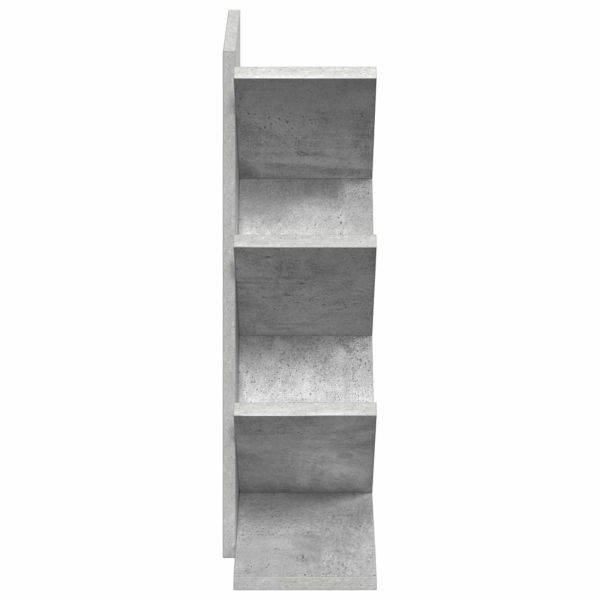 Дървен рафт за книги с 4 нива 30 x 18 x 60 см Бетонно сиво