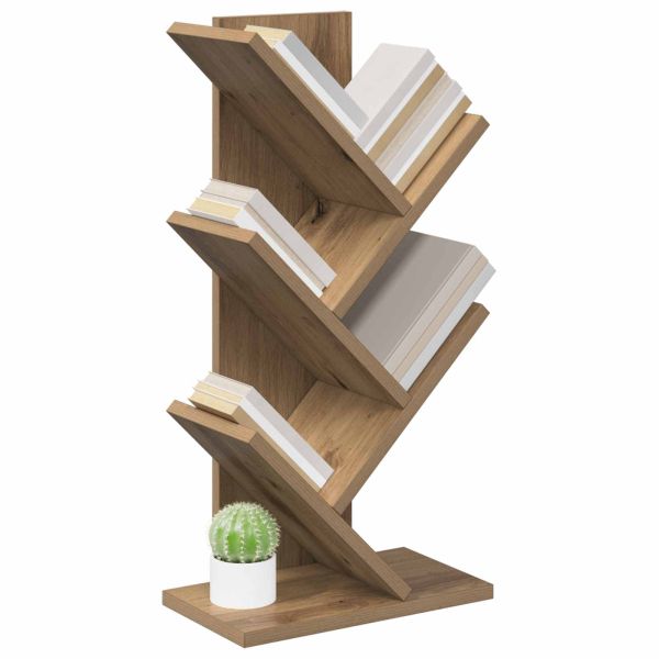 Дървен рафт за книги 4-етажа 30 x 18 x 60 см Дъб артизан