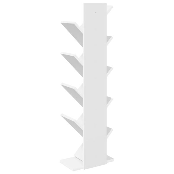 Дървена рафтова секция 6-тиерна 30 x 18 x 100 см Бяло