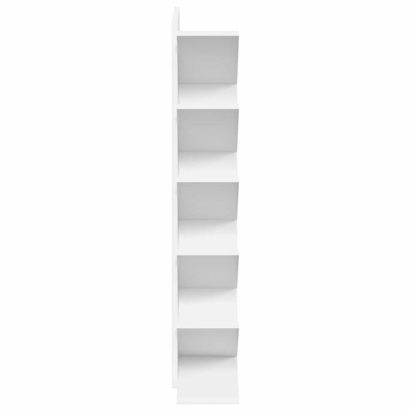 Дървена рафтова секция 6-тиерна 30 x 18 x 100 см Бяло