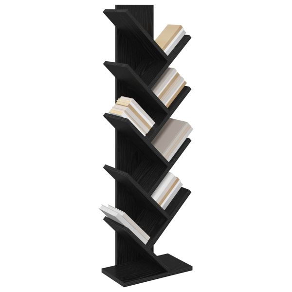 Дървен рафт за книги 6-етажен 30 x 18 x 100 см Черен дъб