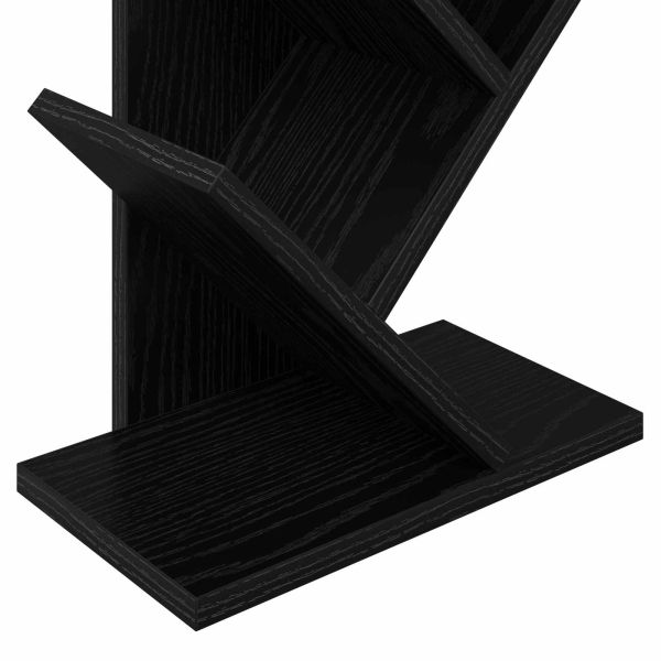 Дървен рафт за книги 6-етажен 30 x 18 x 100 см Черен дъб
