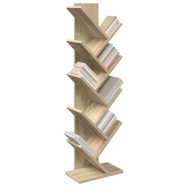 Дървена етажерка за книги с 6 нива 30 x 18 x 100 см Дъб сонома
