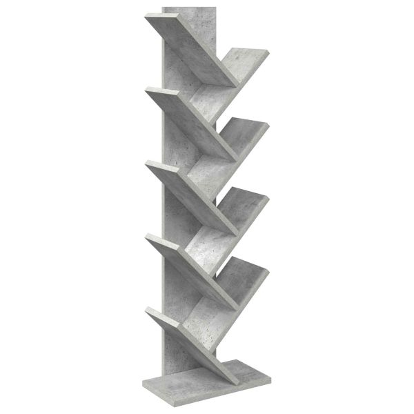 Дървена рафтова библията 6-етажна 30 x 18 x 100 см Бетонно сиво