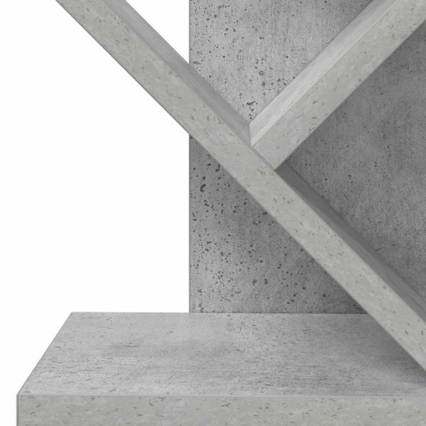 Дървена рафтова библията 6-етажна 30 x 18 x 100 см Бетонно сиво
