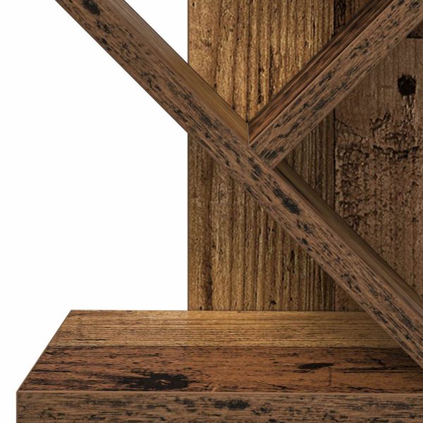 Дървена библиотека с 6 етажа 30 x 18 x 100 см Старо дърво