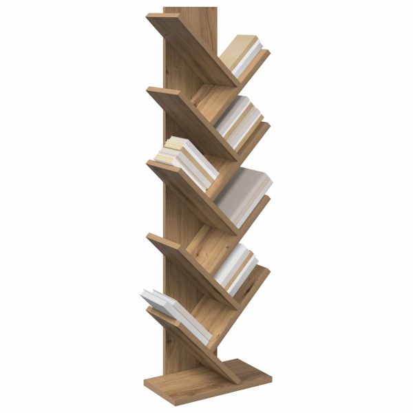 Дървена етажерка за книги с 6 нива 30 x 18 x 100 см Дъб артизан
