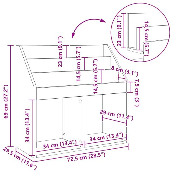 Детска рафт за книги със съхранение Дъб 72,5 x 29,5 x 69 см