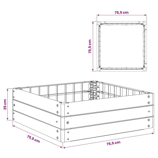 Повдигнато легло Черно 75,5 x 75,5 x 25 см ПП