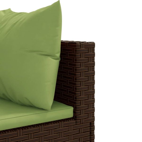 Градински комплект диван с възглавници 9 части кафяв полиратан