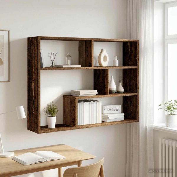 Стенен рафт Монтиране на стена Старо дърво 95 x 20 x 69,5 см