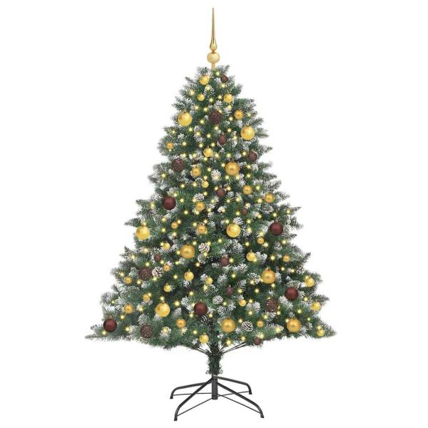 С изкуствено коледно дърво с 300 LED светодиода Зелен 180 cm