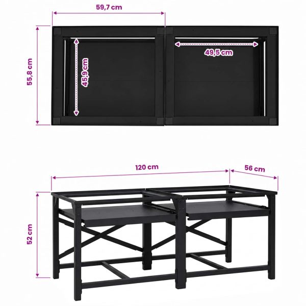 Педестал за пералня 2 pcs Черен 120 x 56 x 52 см Стомана