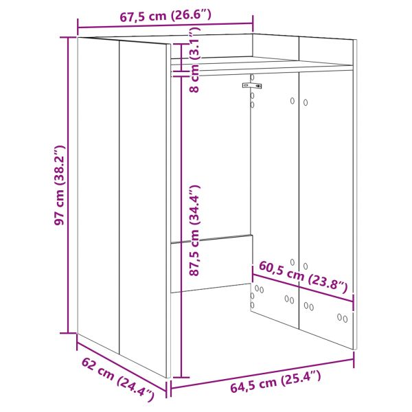 Шкаф за пералня Бяло 67,5 x 62 x 97 см Инженерна дървесина