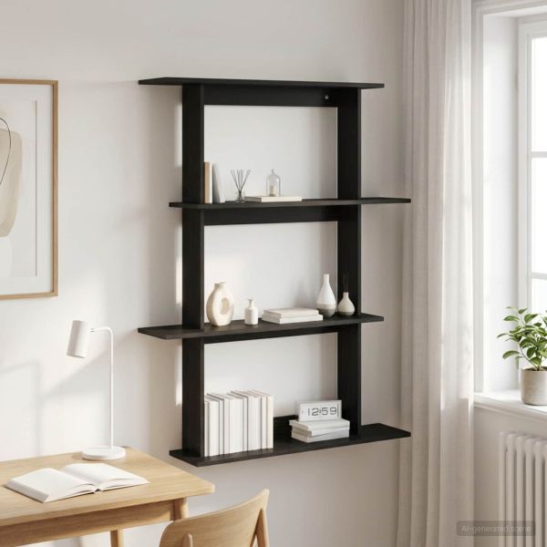 Стенен рафт Черен дъб 100 x 20 x 126 см Инженерна дървесина