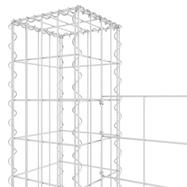 U-образна габионна кошница с 3 стълба, желязо, 260x20x200 см