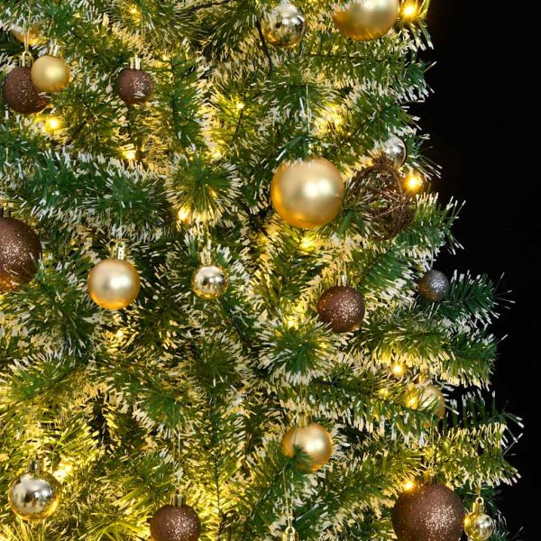Изкуствена коледна елха 300 LED и комплект топки снежна 240 см