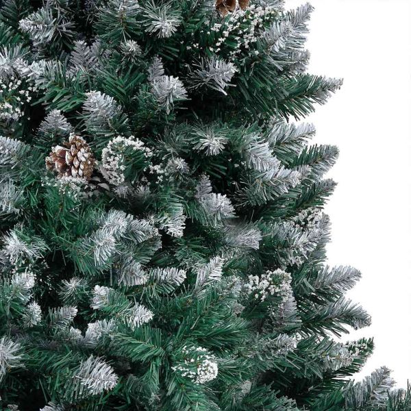 Изкуствено коледно дърво с LED светлини и комплект топки и шишарки 210 см