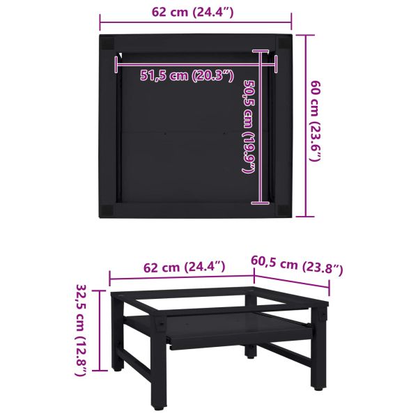 Педестал за пералня Черен 62 x 60,5 x 32,5 см Стомана