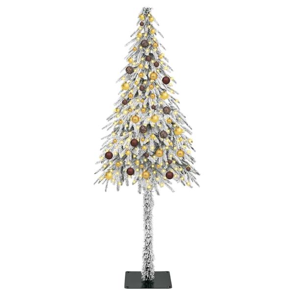 Коледно дърво с 300 LED светодиода Бяло 210 cm ПЕ и стомана