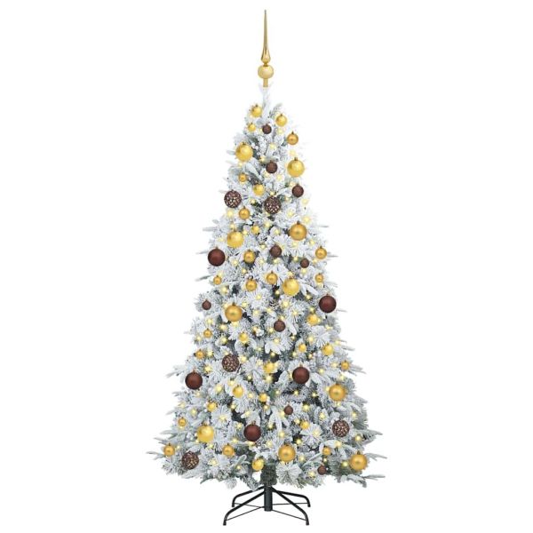 Изкуствено коледно дърво с хингед Бяло 180 cm PE и PVC