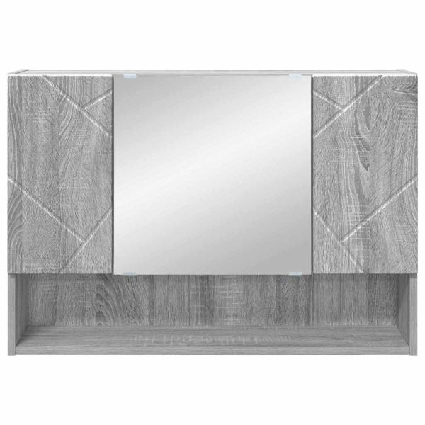 Шкаф с огледало Сив Сонома 80 x 17 x 55 см Инженерно дърво