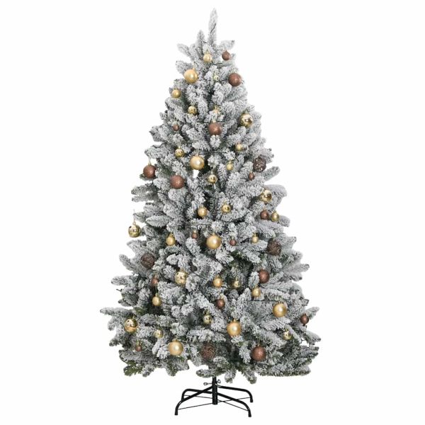 Изкуствена коледна елха с шарнири, 300 LED и топки, 270 см