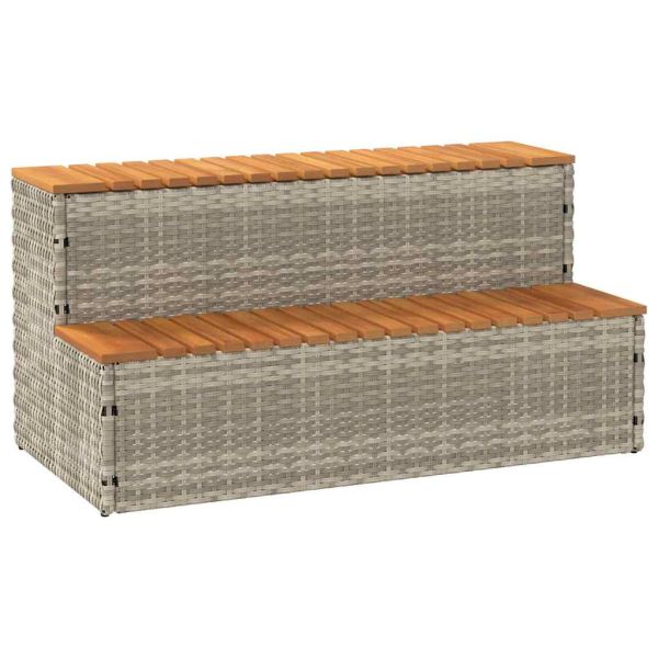 Стъпало за джакузи Светло сиво 100x50x50,5 cm Поли ратан