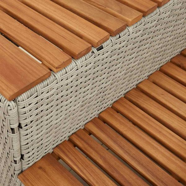 Стъпало за джакузи Светло сиво 100x50x50,5 cm Поли ратан