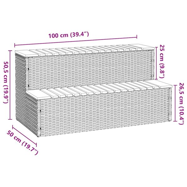 Стъпало за джакузи Светло сиво 100x50x50,5 cm Поли ратан