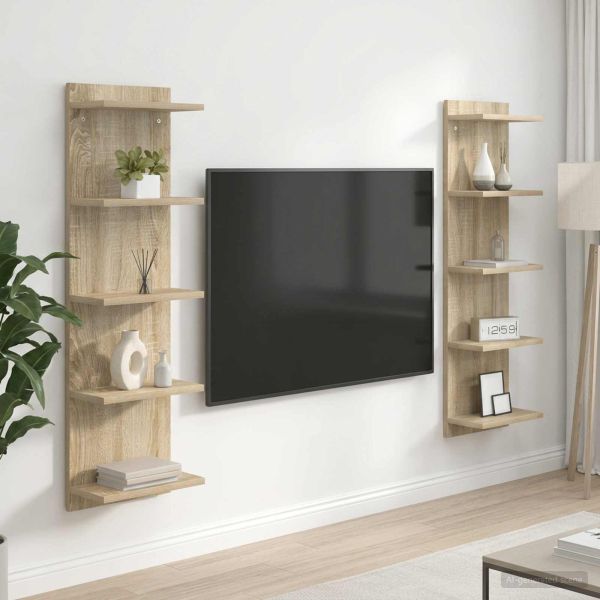 Стенен рафт 2 бр. Дъб сонома 30 x 15 x 100 см