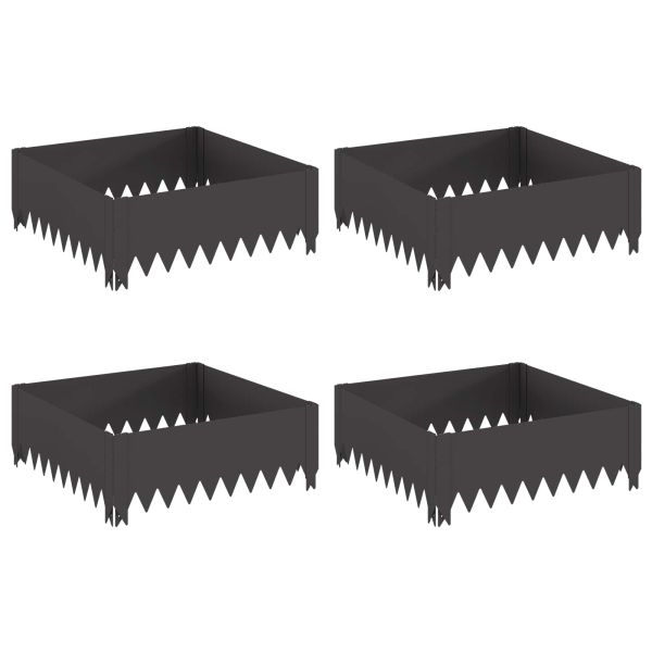 Ограда за трева 4 pcs 60 x 60 x 20 см Стомана Черно